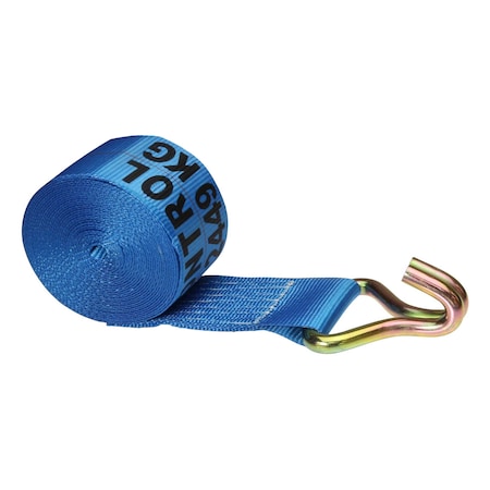 Us Cargo Control 4" x 50' BLUE Winch Strap with Wire Hook 450WH-B